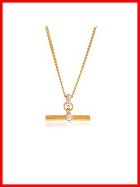 18K Gold Plated T-Bar Necklace Women 316L Stainless Steel Cuban Cross Chain